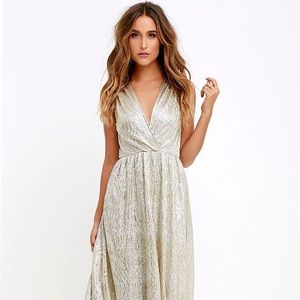 ALL THAT SHIMMERS IS GOLD LIGHT GOLD MAXI DRESS